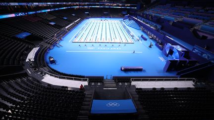 Le bassin de La Défense Arena lors des Jeux de Paris 2024. (JULIEN MATTIA / LE PICTORIUM / MAXPPP)