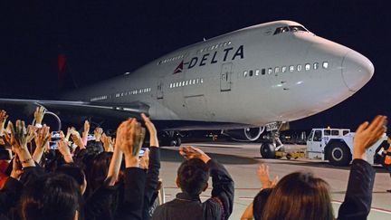 Le dernier vol du B747 de la Delta Airlines. (KYODO NEWS / KYODO NEWS STILLS)