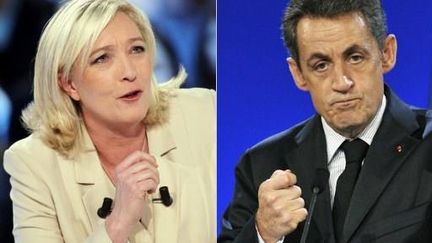 Marine Le Pen (mars 2011) et Nicolas Sarkozy (novembre 2011). (AFP - François Guillot - Pierre Andrieu)