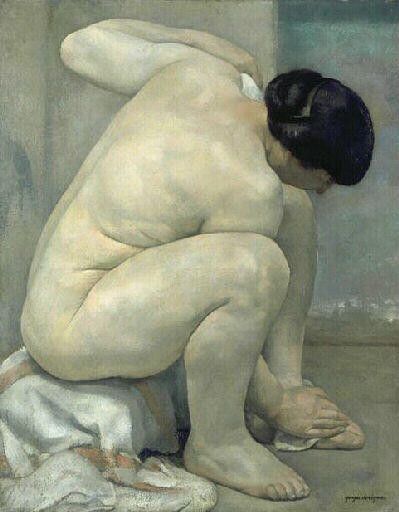 Georges Dorignac, Femme nue ou Femme qui s’essuie après le bain, huile sur toile, avant 1920.
 (Bordeaux, musée des Beaux Arts)