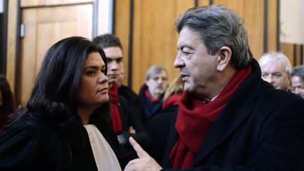 Raquel Garrido (à gauche) et Jean-Luc Mélenchon, le 10 décembre 2013 à Béthune (Pas-de-Calais). (DENIS CHARLET / AFP)