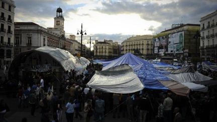 Le campement des "Indigneros" de la "Puerta Del Sol" de Madrid, le 7 juin 2011. (AFP - Pedro Armestre)