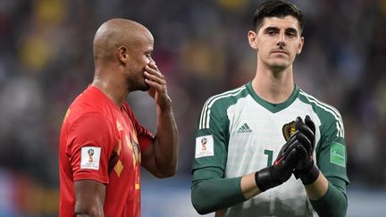 Le gardien belge&nbsp;Thibaut Courtois face à la France le 10 juillet 2018 à&nbsp;Saint-Petersburg (Russie). (GABRIEL BOUYS / AFP)