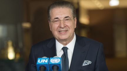 Né en 1948, Srgjan Kerim a été notamment ministre des Affaires étrangères (2000-2001) et président de la 62e session de l'Assemblée générale des Nations Unies (ici au siège des Nations Unies, à New York, le 14 avril 2016).  (DON EMMERT / AFP)