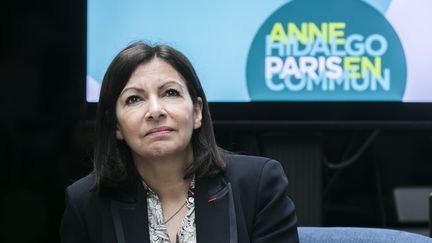 La maire de Paris et candidate à sa succession Anne Hidalgo lors d'une conférence de presse, le 5 mars 2020. (VINCENT ISORE / MAXPPP)