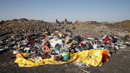 A une soixantaine de kilomètres au sud-est d'Addis Abeba, les débris du vol ET302 sont éparpillés au sol (11 mars 2019). (BAZ RATNER / REUTERS)