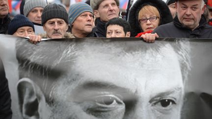 Marche blanche le 1er mars 2015 &agrave; Moscou apr&egrave;s l'assassinat de l'opposant politique Boris Nemtsov. (KIRILL KALLINIKOV / RIA NOVOSTI / AFP)