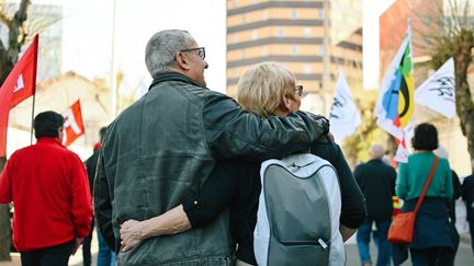 Une manifestation pour l'augmentation des pensions de retraite, à&nbsp;Clermont-Ferrand, le 24 mars 2022. (ADRIEN FILLON / HANS LUCAS)