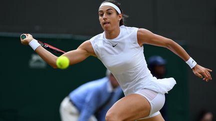 Caroline Garcia en défense de coup droit (GLYN KIRK / AFP)