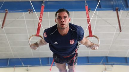 Le gymnaste Samir Ait-Said en pleine preparation pour les Jeux Olympiques de Tokyo, au Pôle France d'Antibes, le 2 juin 2021. (SEBASTIEN BOTELLA / MAXPPP)