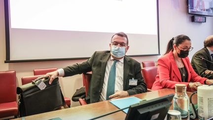 Yves Le Masne, former general manager of Orpea, interviewed by the social affairs committee of the National Assembly, March 9, 2022 in Paris.  (LUC NOBOUT / MAXPPP)