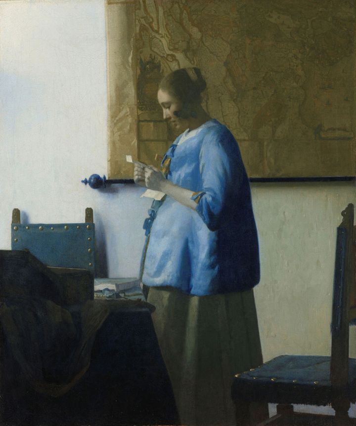 Johannes Vermeer, "Femme en bleu lisant une lettre", Rijksmuseum, Amsterdam (prêt de la ville d'Amsterdam) (-)