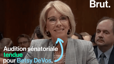 VIDEO. Aux États-Unis, commission sénatoriale tendue sur les armes à feu pour Betsy DeVos (BRUT)