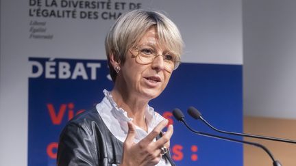 Annick Billon, présidente de la Délégation aux droits des femmes au Sénat, le 14 octobre 2021. (VINCENT ISORE / MAXPPP)