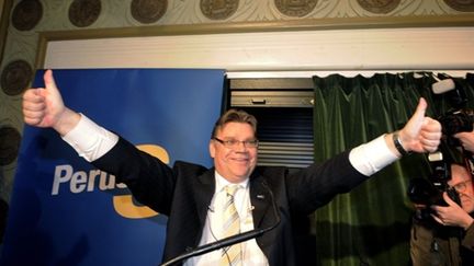 Le leader des "Vrais Finlandais, Timo Soini, à l'annonce des résultats des législatives (AFP - LEHTIKUVA - Martti Kainulainen)