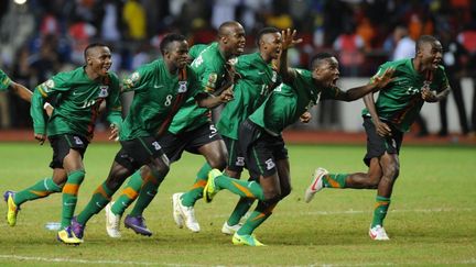 Les Zambiens apr&egrave;s leur victoire, le 12 f&eacute;vrier 2012. (FRANCK FIFE / AFP)