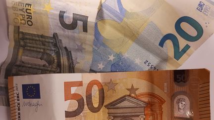 Des billets de 5, 20 et 50 euros. (MARTINE BRESON / RADIO FRANCE)