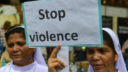 Une manifestation contre les attaques d'églises, à Karachi (Pakistan), le 18 août 2023. (ASIF HASSAN / AFP)