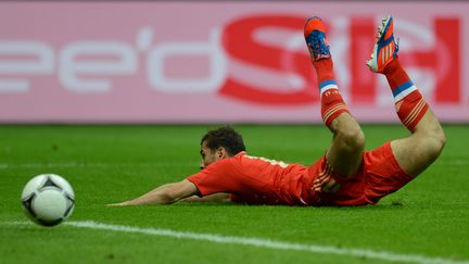 Le Russe Aleksandr Kerzhakov lors de l'Euro 2012, face &agrave; la Pologne, le 12 juin 2012 &agrave; Varsovie.&nbsp; (JANEK SKARZYNSKI / AFP)