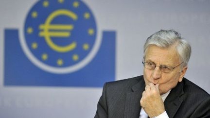 Le président de la BCE, Jean-Claude Trichet, donne une conférence de presse à Frankfurt (Allemagne), le 7 juillet 2011. (AFP - Boris Roessler)