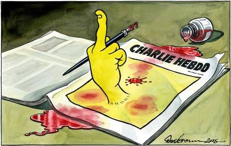 &nbsp; (Le dessin de Dave Brown qui a été en UNE de l’Independent au lendemain de l'attentat contre Charlie hebdo © DR)