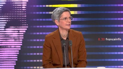 Sandrine Rousseau, députée EELV de Paris, était mercredi 12 octobre l'invitée du 8h30 franceinfo.&nbsp; (FRANCEINFO / RADIOFRANCE)