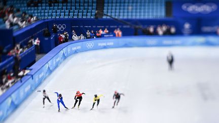 Simon Lepape va tenter de remporter une médaille en short track, dimanche 13 février 2022, aux Jeux olympiques de Pékin.&nbsp; (LI GA / XINHUA)