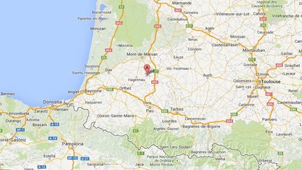 Les ossements de deux nourrissons ont &eacute;t&eacute; d&eacute;couverts lundi 3 f&eacute;vrier 2014, &agrave;&nbsp;Saint-Loubouer (Landes). (GOOGLE MAPS / FRANCETV INFO)