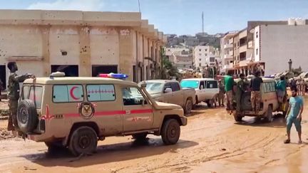 Une ambulance du Croissant-Rouge à Derna, en Libye, le 13 septembre. (AFP)