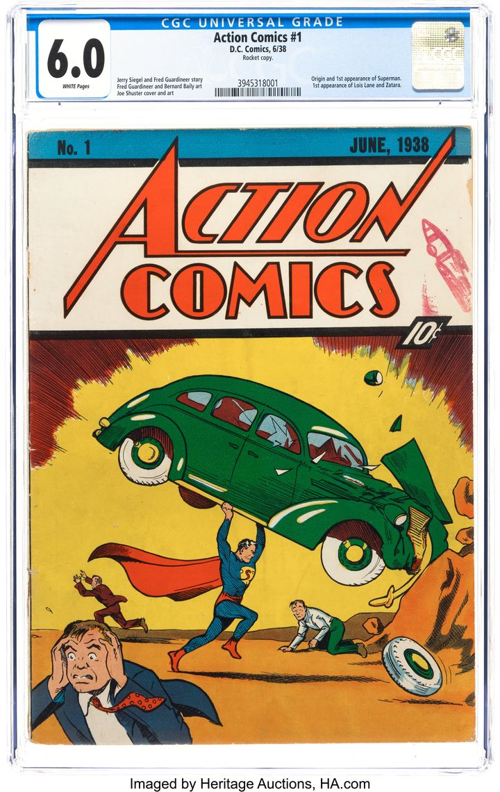 Premier numéro d'Action Comics en 1938, avec la première apparition de Superman. (HERITAGE AUCTIONS)