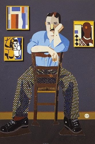 Eduardo Arroyo, Fernand Léger (détail et version complète), 2007. Huile sur toile, 195 x 130 cm.&nbsp; (Photo / Courtesy : Galerie Louis Carré & Cie, Paris.© ADAGP, Paris, 2019.)