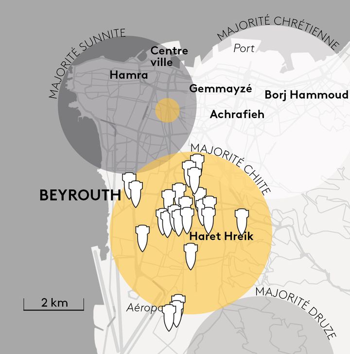 Principales cibles israéliennes à Beyrouth depuis le 17 septembre 2024. (Chadi Romanos)