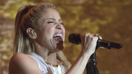 Shakira lors d'une soirée de présentation de son dernier album, "El Dorado", à Barcelone, le 8 juin 2017
 (Marta Pérez / SIPA)