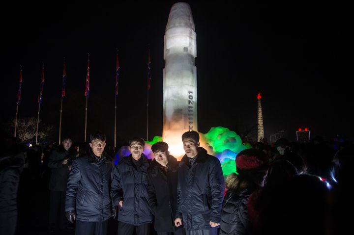 Sculpture en glace, Corée du Nord, janvier 2018.
 (KIM Won-Jin / AFP)