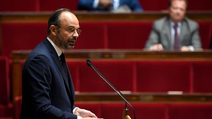 Le Premier ministre, Edouard Philippe, prononce un discours lors d'un débat sur la politique d'immigration de la France, à l'Assemblée nationale, le 7 octobre 2019. (ALAIN JOCARD / AFP)