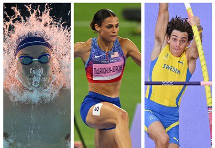 Léon Marchand (natation), Sydney McLaughlin-Levrone (athlétisme) et Mondo Duplantis (athlétisme) ont brillé lors des Jeux olympiques de Paris 2024. (AFP)