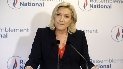 Marine Le Pen, présidente du Rassemblement national après les résultats des élections régionales, à Nanterre le 27 juin 2021 (GEOFFROY VAN DER HASSELT / AFP)