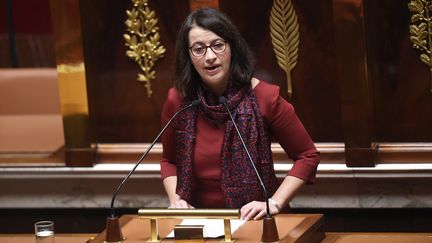 Cécile Duflot, le&nbsp;5 février 2016 à l'Assemblée&nbsp;nationale, à Paris, lors du débat sur&nbsp;la déchéance de nationalité. (LIONEL BONAVENTURE / AFP)