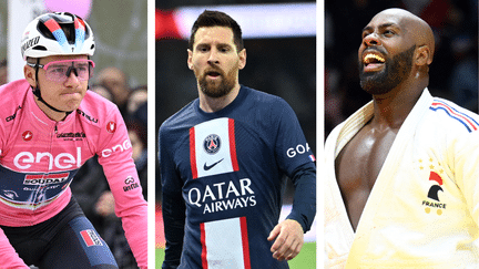 Remco Evenepoel, Lionel Messi et Teddy Riner ont animé le week-end sportif, les 13 et 14 mai 2023. (AFP)