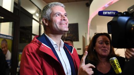 Le vice-président des Républicains, Laurent Wauquiez, lors d’un point presse à Marseille le 27 novembre 2017. (ANNE-CHRISTINE POUJOULAT / AFP)