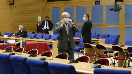 Vincent Bolloré lors de son audition par la commission d'enquête parlementaire sénatoriale sur la concentration des médias, le 19 janvier 2022. (DANIEL PIER / NURPHOTO VIA AFP)