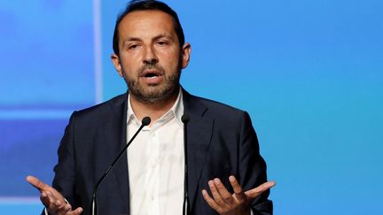 Sébastien Chenu, député du Nord et porte-parole du Rassemblement national, lors du 17e congrès du parti, le 3 juillet 2021 à Perpignan (Pyrénées-Orientales). (VALENTINE CHAPUIS / AFP)