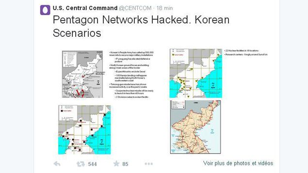 &nbsp; (Le compte Twitter piraté du commandement de l'armée américaine © capture d'écran Twitter CENTCOM)