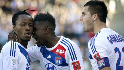 La joie des Lyonnais Umtiti, Koné et Gonalons