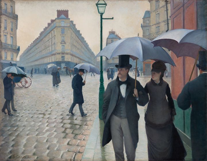 "Rue de Paris; Temps de pluie" de Gustave Caillebotte, 1877. Huile sur toile 212 x 276 cm. Chicago, The Art Institute of Chicago, Charles H. and Mary F. Worcester Collection. (CAROLINE COYNER PHOTOGRAPHY)