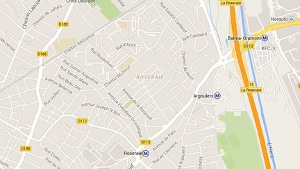 Le quartier de la Roseraie, &agrave; Toulouse (Haute-Garonne), o&ugrave; une jeune femme voil&eacute;e a &eacute;t&eacute; agress&eacute;e, mardi 24 mars 2015. ( GOOGLE MAPS)