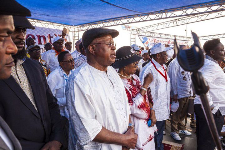 Le président de l'UDPS Etienne Tshisekedi lors d'un meeting organisé par plusieurs partis de l'opposition le 31 Juillet 2016 à Kinshasa. (Photo AFP/Eduardo Soteras)