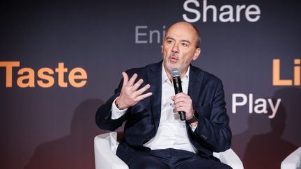 Le président-directeur général d'Orange, Stéphane Richard, lors de la présentation des résultats annuels 2017 le 21 février 2018. (MAXPPP)