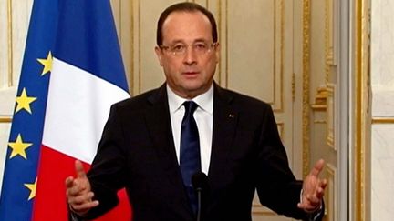 Fran&ccedil;ois Hollande lors de son allocution depuis l'Elys&eacute;e, &agrave; Paris, le 3 avril 2013.&nbsp; (FRANCE 2 / AFP)