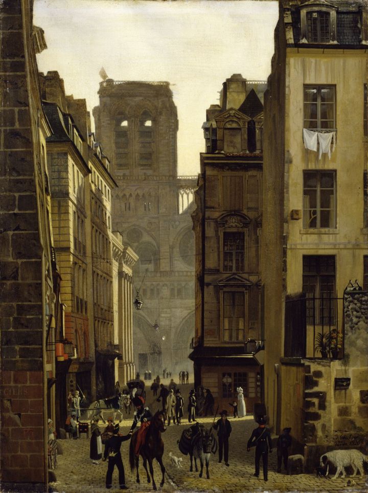 Eduard Gaertner, Rue Neuve-Notre-Dame à Paris, 1826, Huile sur toile, 44 x 33 cm, Stiftung Preußische Schlösser und Gärten, Berlin-Brandenburg/
 (Gerhard Murza)